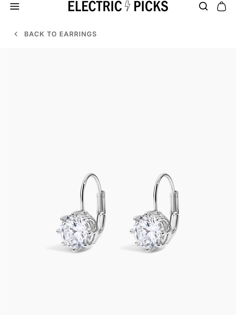 Electric Family Silver CZ Lever-Back Drop Earrings